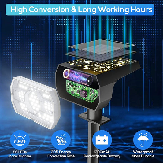 Solar Spot Lights Outdoor 4-Pack – IP68 Waterproof 56 LED Landscape Lighting