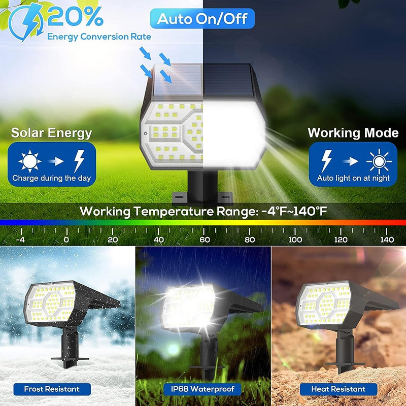 Solar Spot Lights Outdoor 4-Pack – IP68 Waterproof 56 LED Landscape Lighting