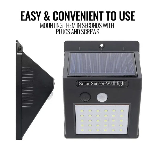 30-LED Solar Motion Sensor Security Light – Waterproof Outdoor Wall Floodlight