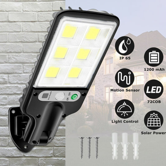 72 COB LED Solar Motion Sensor Wall Light – Outdoor Security Lighting